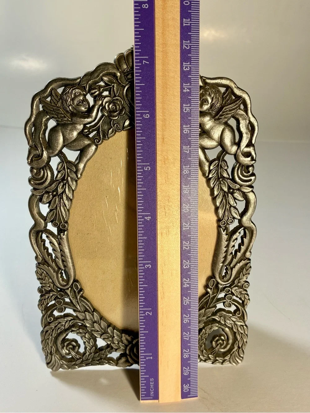 Vintage Silver Cherub Frame With Glass